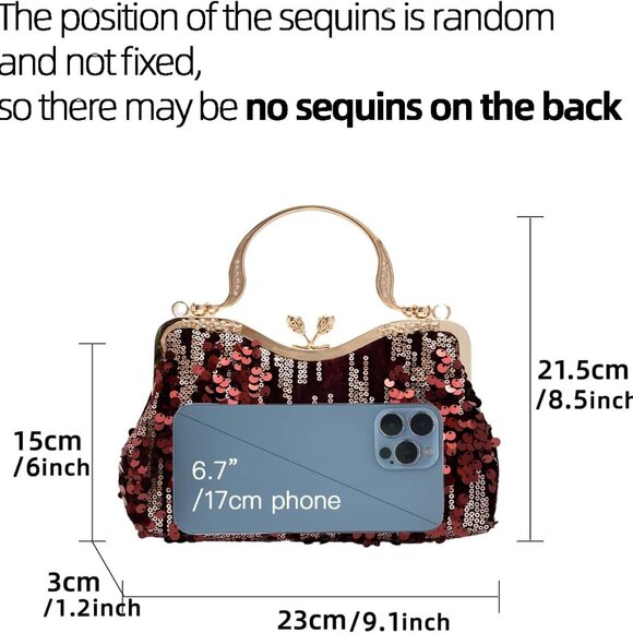 Exquisite Two-Tone Sequin Velvet Bag with Bud Clasp - Elevate Your Evening Look - Picture 3 of 7